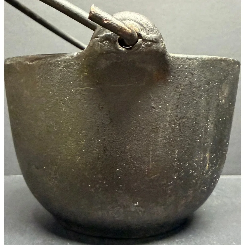 Antique Cast Iron Cauldron Pot with Handle Gate Marked Primitive Hearth Kettle